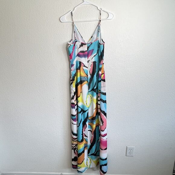 Yumi Kim Large Cleo Watercolor Maxi Dress 100% Silk Zebra Multicolor Medium u24 - Picture 6 of 8